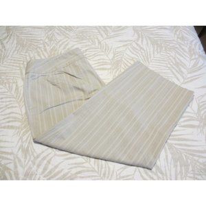 CHICOS BEIGE AND WHITE STRIPED CROP PANTS BIG AND TALL SIZE 3